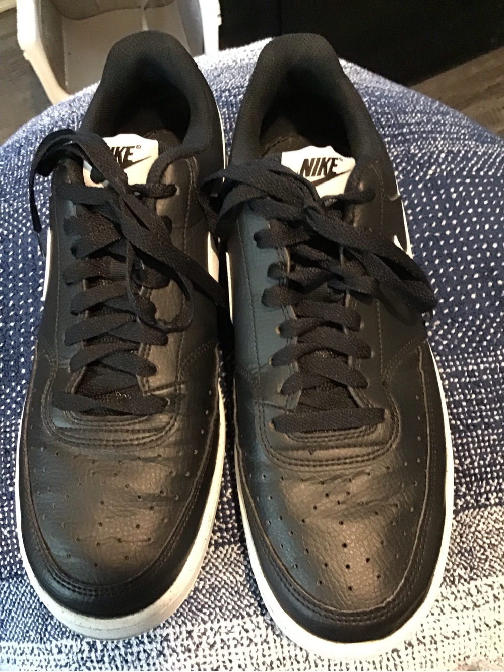 Nike Black Low-Top Leather Sneakers with White Sole